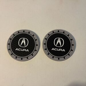 Acura car cup Coasters in black and gray. Set of 2 NWT